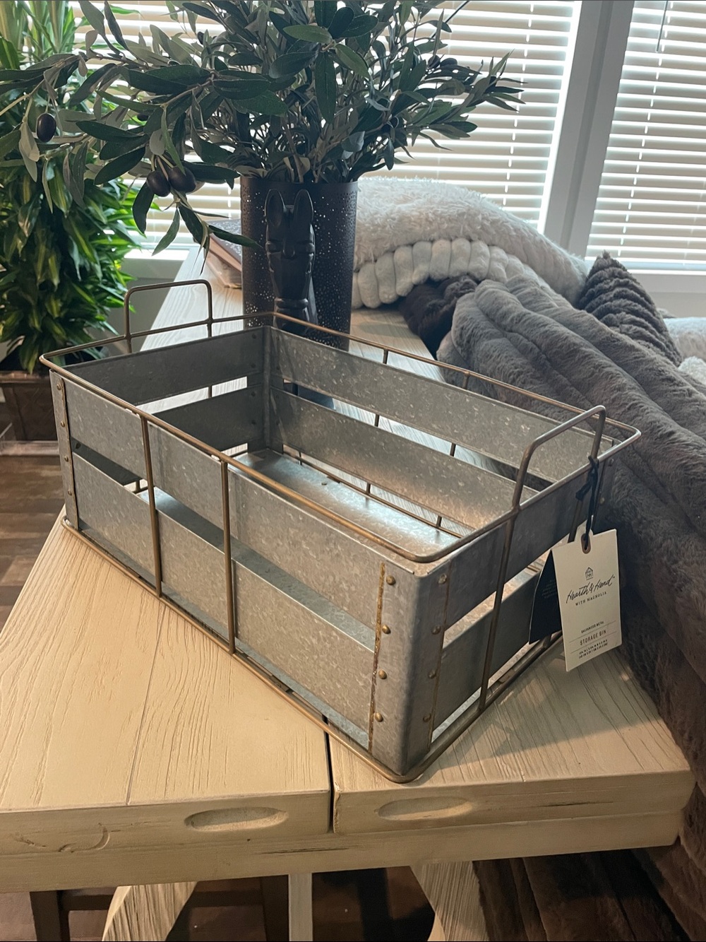 Galvanized Metal Storage Basket